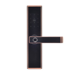 Замок биометрический автономный Trinix TRL-5109BTF Red Bronze Right с Bluetooth, считывателем отпечатков пальцев и карт Mifare