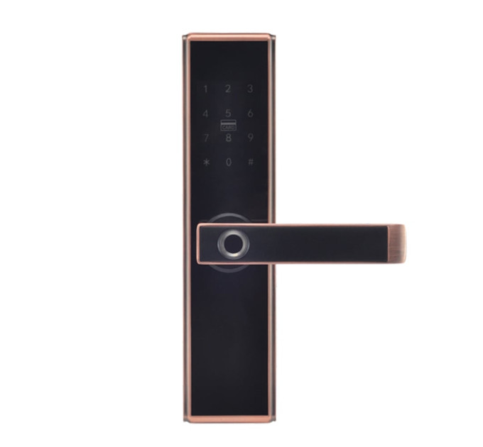 Замок биометрический автономный Trinix TRL-5109BTF Red Bronze Right с Bluetooth, считывателем отпечатков пальцев и карт Mifare Замок биометрический автономный Trinix TRL-5109BTF Red Bronze Right с Bluetooth, считывателем отпечатков пальцев и карт Mifare