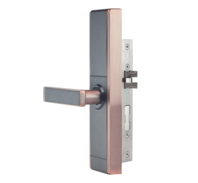 Замок биометрический автономный Trinix TRL-5109BTF Red Bronze Right с Bluetooth, считывателем отпечатков пальцев и карт Mifare