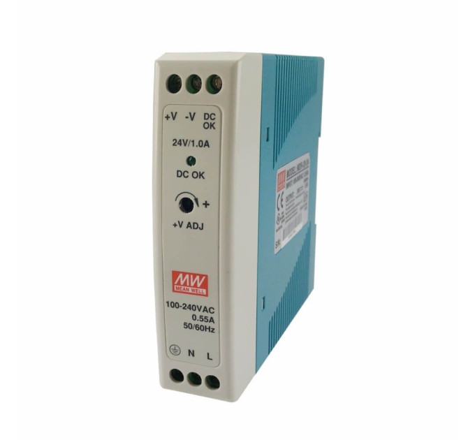 Блок питания MDR-20-24 Mean Well на DIN-рейке Блок питания MDR-20-24 Mean Well на DIN-рейке