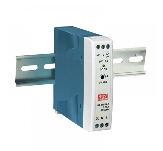 Блок питания MDR-20-24 Mean Well на DIN-рейке