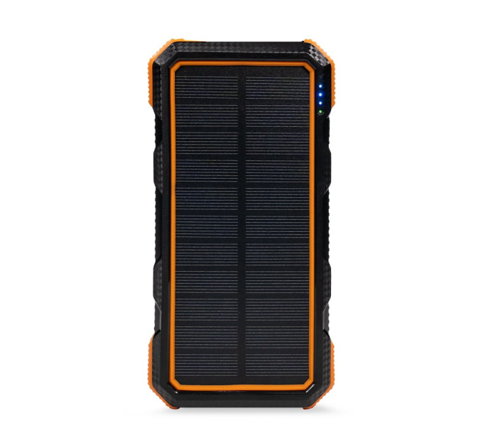 Повербанк з сонячною панеллю 20000mAh Power Bank Kraft KPB-U1830WFCS Orange бездротова зарядка LED-ліхтар