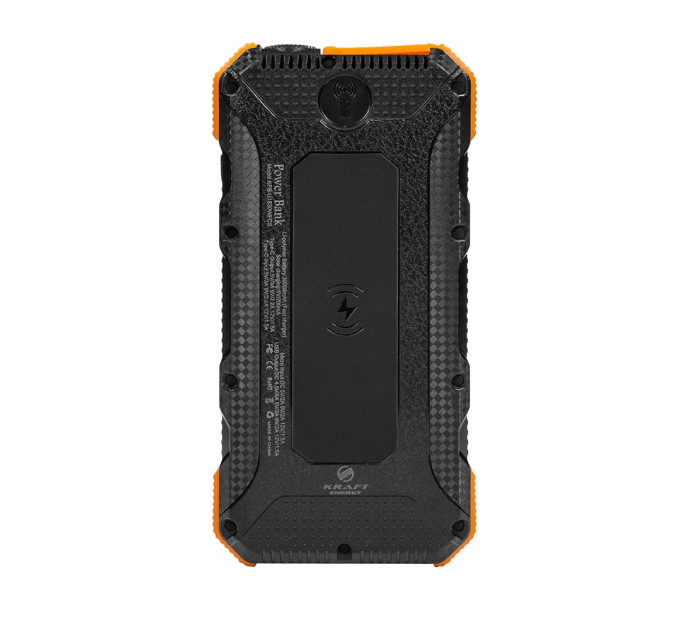 Повербанк з сонячною панеллю 20000mAh Power Bank Kraft KPB-U1830WFCS Orange бездротова зарядка LED-ліхтар