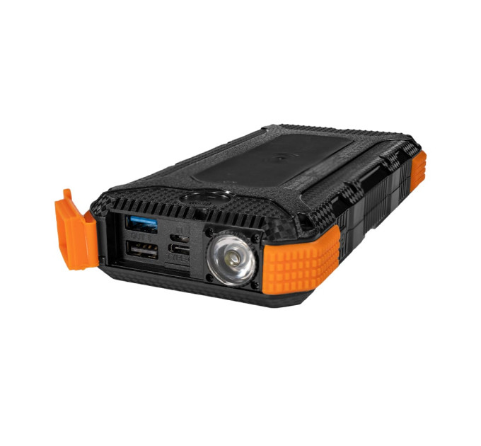 Повербанк з сонячною панеллю 20000mAh Power Bank Kraft KPB-U1830WFCS Orange бездротова зарядка LED-ліхтар