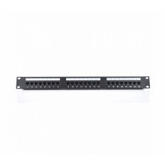 Патч-панель Ritar 24 порта UTP DUAL кат 5Е 19" 1U неэкранированная черная, с задним организатором кабеля Q25