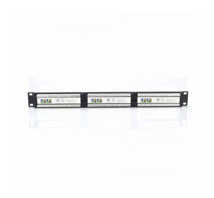 Патч-панель Ritar 24 порта UTP DUAL кат 5Е 19" 1U неэкранированная черная, с задним организатором кабеля Q25