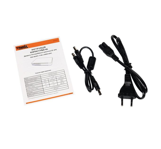 Джерело безперебійного живлення DC UPS Trinix TRX-MUPS-1748 PoE (10000mAh) 5V/9V/12V/24V/48V/PoE 1Gbps, Li-ion 4*2.5Ah, для роутера і медіаконвертера