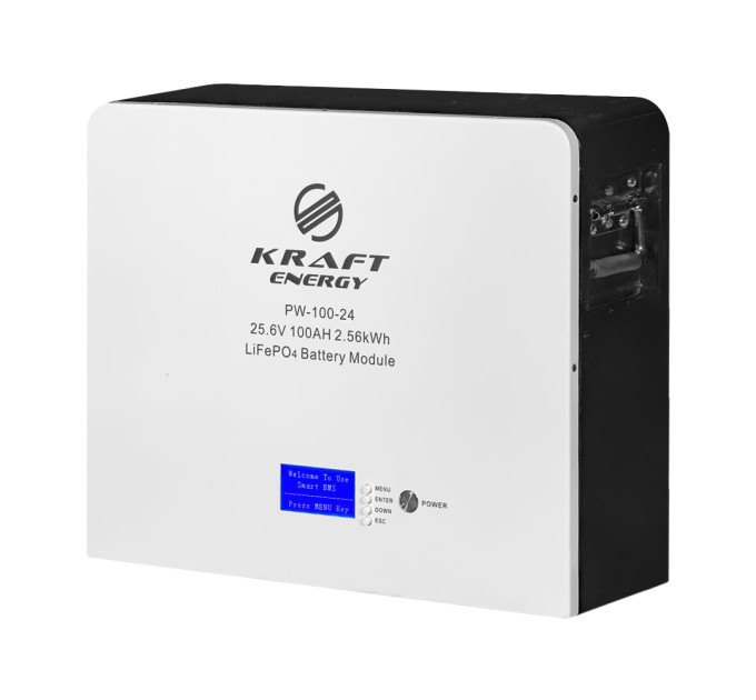 Аккумуляторная батарея литий-железо-фосфатная 25.6В 100А*ч 2560Вт*ч Kraft PW-100-24 LiFePO4 настенный монтаж Аккумуляторная батарея литий-железо-фосфатная 25.6В 100А*ч 2560Вт*ч Kraft PW-100-24 LiFePO4 настенный монтаж