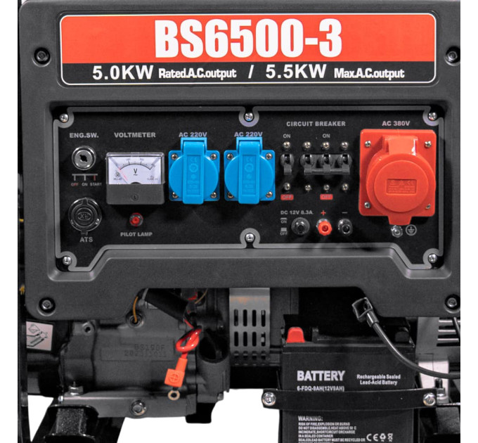 Генератор бензиновый трехфазный 5 кВт Bison BS6500-3