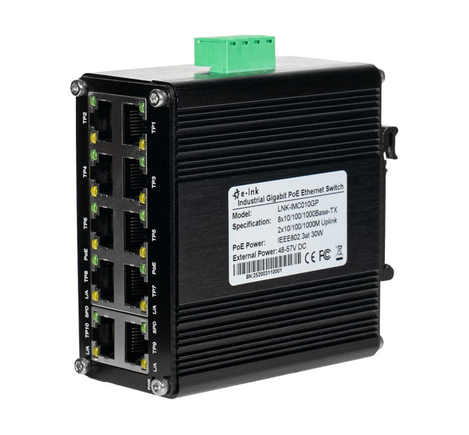 PoE-коммутатор 10-портовый E-LINK LNK-IMC010GP с 8 портами PoE