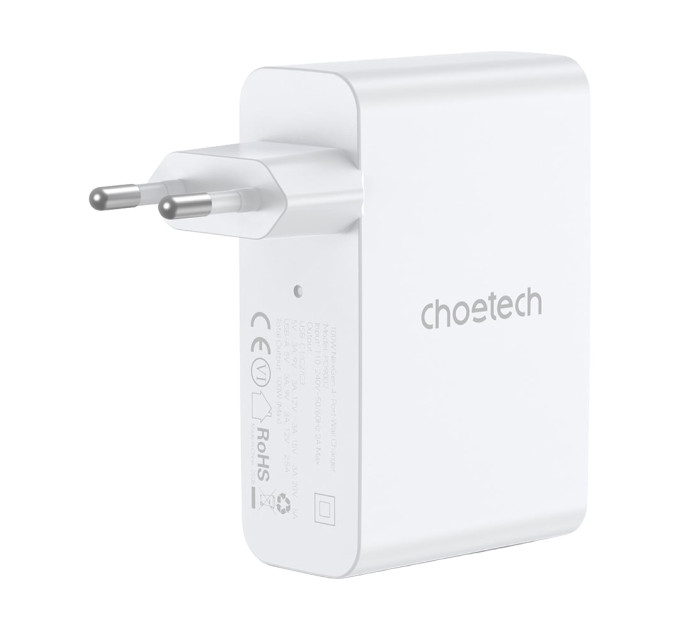 Мережевий зарядний пристрій Choetech PD9002 PD100W GAN USB-A+3xUSB-C White