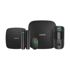 Комплект беспроводной сигнализации Ajax: StarterKit Cam Plus с 2G, 3G, 4G, WiFi и Ethernet + датчик дыма и угарного газа FireProtect Plus, черный