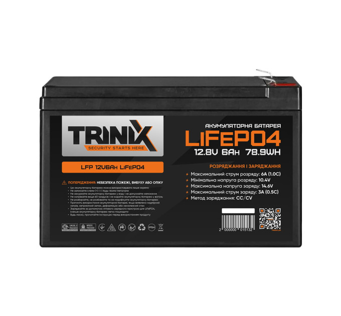 Акумуляторна батарея літій-залізо-фосфатна 12.8В 6А*год Trinix 12V6Ah LiFePO4