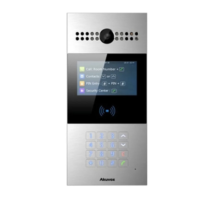 IP-видеопанель многоабонентская 2Mp Akuvox R28A с экраном 4.3" и считывателем EM-Marine/Mifare/NFC IP-видеопанель многоабонентская 2Mp Akuvox R28A с экраном 4.3" и считывателем EM-Marine/Mifare/NFC