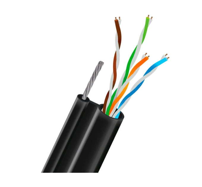 Кабель вита пара UTP CAT5E CU 0.51mm LDPE Outdoor + трос Trinix 305m