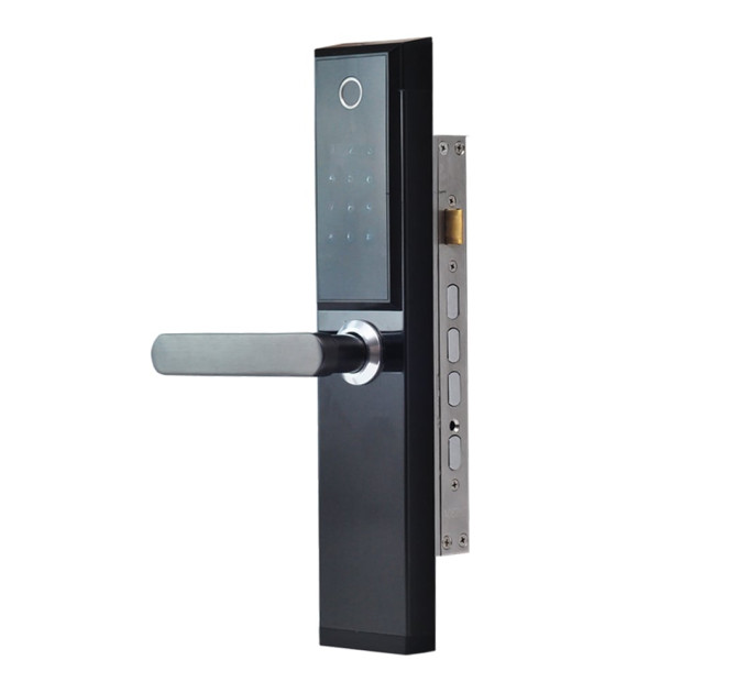 Замок биометрический автономный Trinix TRL-5104BTF Silver Left с Bluetooth, считывателем отпечатков пальцев и карт Mifare