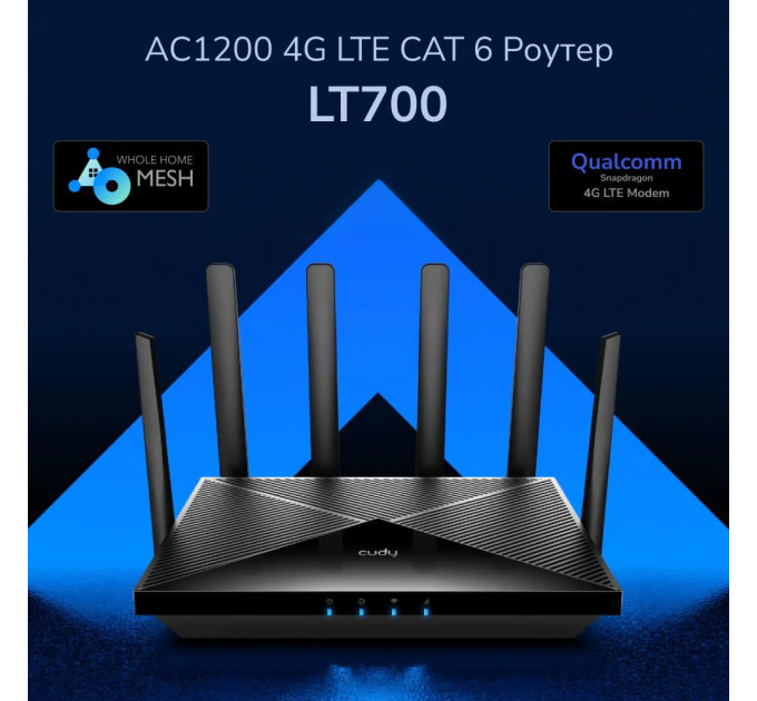 WiFi 5 Mesh 4G LTE-маршрутизатор Cudy LT700 CAT6 дводіапазонний гігабітний АС1200