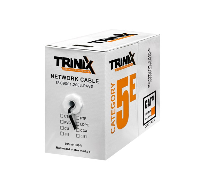 Кабель витая пара UTP CAT5E CCA 0.51mm PVC Indoor Trinix 305m