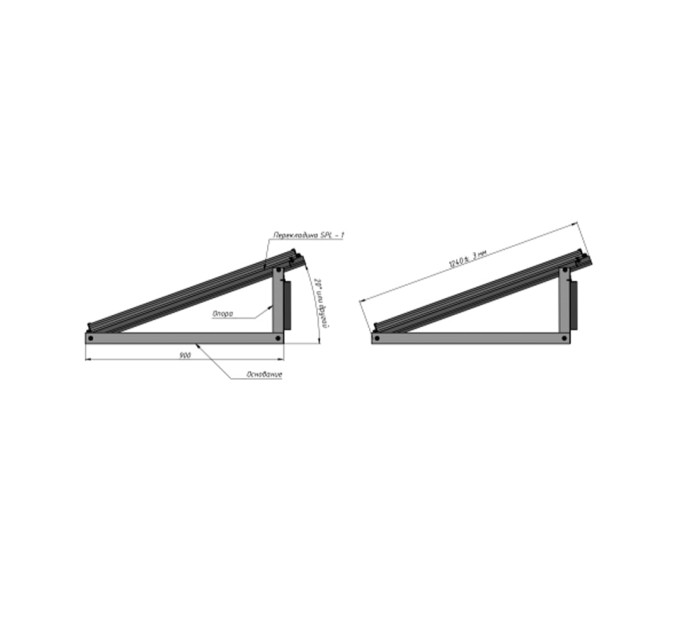 Баластна система кріплення Spline systems для 2 сонячних панелей ФЕМ (Альбомне)