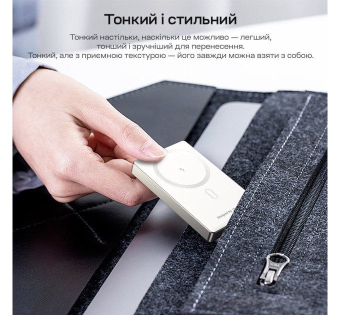 Повербанк 10000mAh Choetech B739 Silver QC3.0 PD3.0 бездротова магнітна зарядка