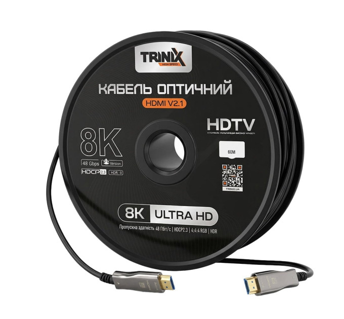 Кабель HDMI V2.1 оптический 60м Trinix (AOC-HDMI8k-60m) Кабель HDMI V2.1 оптический 60м Trinix (AOC-HDMI8k-60m)