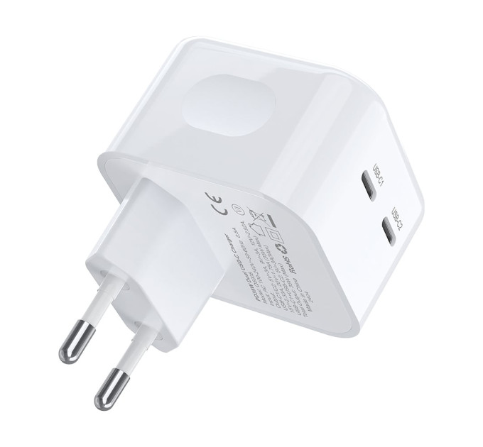 Сетевое зарядное устройство для Choetech Q5008 PD35W 2xUSB-C White