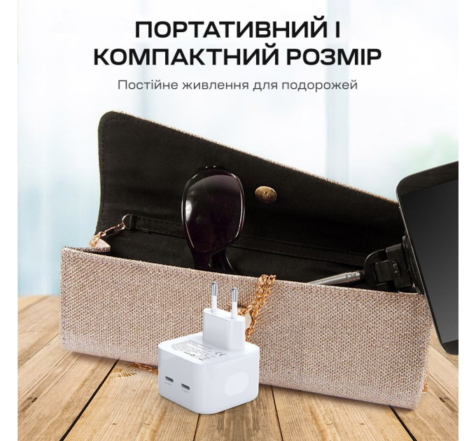 Сетевое зарядное устройство для Choetech Q5008 PD35W 2xUSB-C White