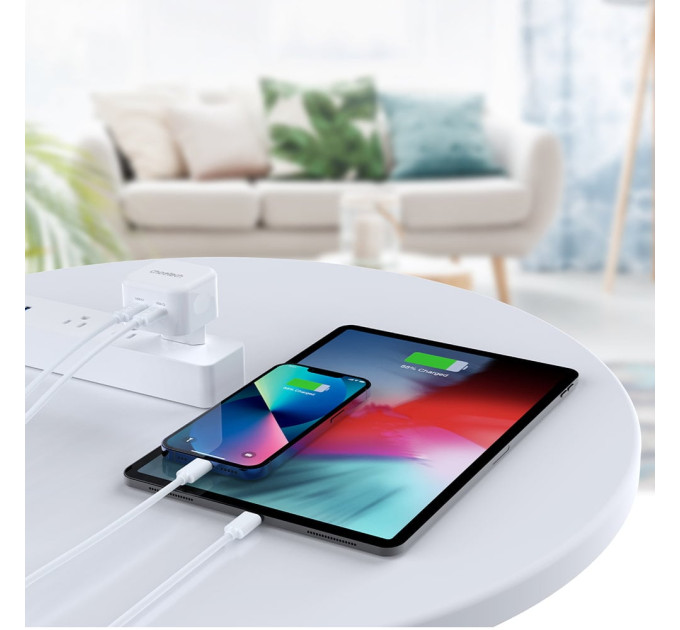 Сетевое зарядное устройство для Choetech Q5008 PD35W 2xUSB-C White