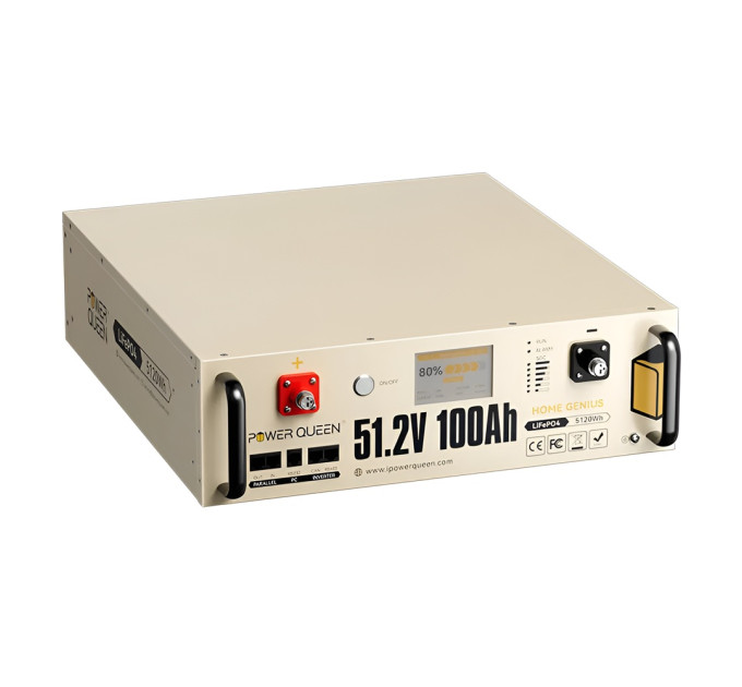 Акумуляторна батарея літій-залізо-фосфатна LiFePO4 51.2В 5120Вт*год Power Queen P51.2V100-100-COM-16-S3U монтаж в стійку 19"