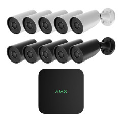 Комплект IP-відеонагляду на 10 камер Ajax IP-Video Kit 10x5Mp/2.8mm (BW/BB): 10 циліндричних 5Mp відеокамер + 16-канальний 8Mp відеореєстратор