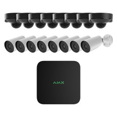 Комплект IP-видеонаблюдения на 16 камер Ajax IP-Video Kit 16x5Mp/2.8mm (BW/DB): 8 цилиндрических 5Mp видеокамер + 8 купольных 5Mp видеокамер +16-канальный 8Mp видеорегистратор