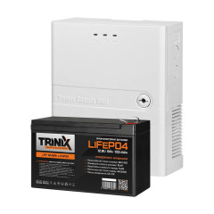 Комплект резервного питания Trinix: источник бесперебойного питания PSU-1203LED(P) LiFePO4 и аккумуляторная батарея LFP 12V8Ah LiFePO4