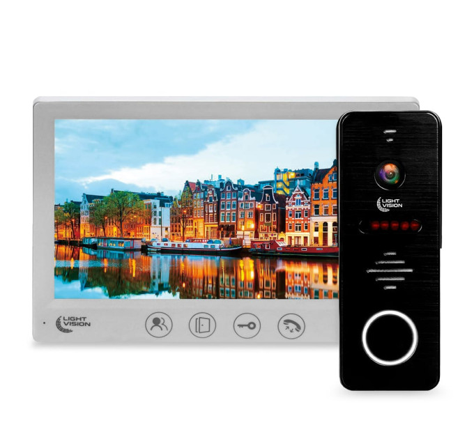 Комплект видеодомофона Light Vision: домофон 7" AMSTERDAM FHD White и видеопанель RIO FHD Black