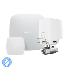 Комплект антипотоп Ajax: централь Hub2 (2G) + датчик затопления LeaksProtect + кран перекрытия воды WaterStop 1/2" (DN15), белый