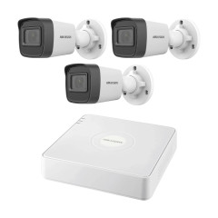 Комплект IP-відеонагляду на 3 камери Hikvision IP-Video Kit 3x2Mp (B): 3 циліндричні 2Mp відеокамери + 4-канальний 6Mp відеореєстратор