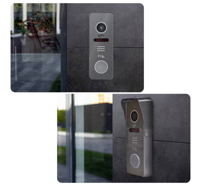 Комплект видеодомофона Light Vision с электрозамком: домофон 7" AMSTERDAM FHD Grey, видеопанель 2Mp RIO FHD Grey, электромеханический замок Trinix TRX Fass Steel