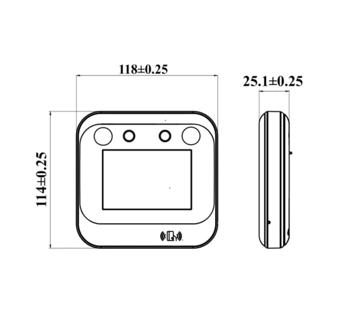 Біометричний термінал контролю доступу з WiFi 2Mp TVT TD-E2123-IC/PE/TP/WF з розпізнаванням облич і зчитувачем Mifare
