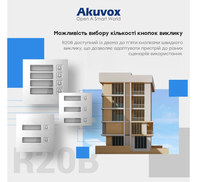 IP-видеопанель на 5 абонентов 2Mp Akuvox R20B SIP со считывателем EM-Marine/Mifare/NFC