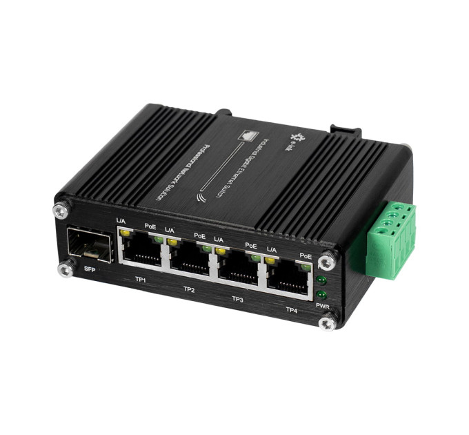 PoE-комутатор 5-портовий E-LINK LNK-IMC104GP-SFP IN 12-48V