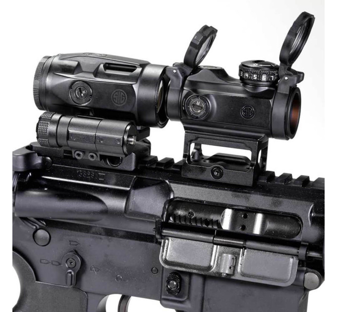 Коліматорний приціл Sig Sauer Romeo-MSR 2MOA red dot зі збільшувачем Juliet3-Micro 1-3X
