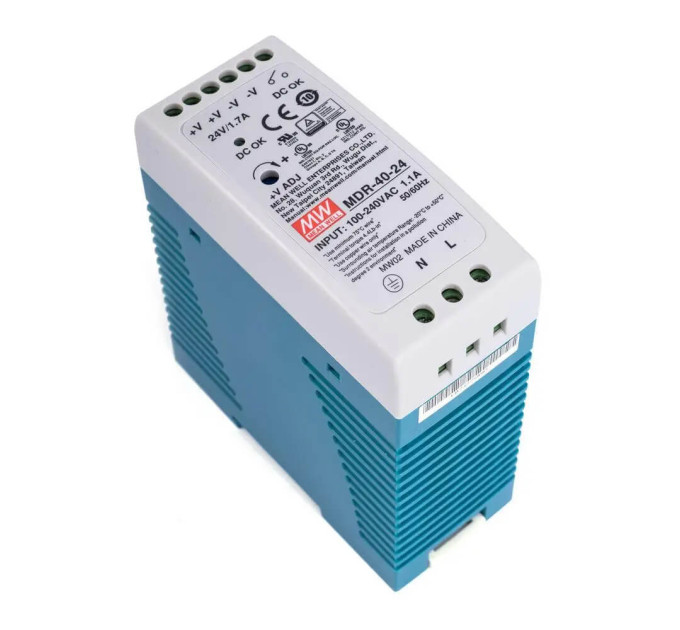 Блок питания MDR-40-24 Mean Well на DIN-рейке