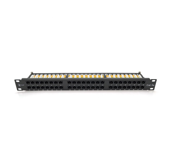 Патч-панель Ritar 48 портов UTP DUAL кат 5E 19" 1U неэкранированная черная