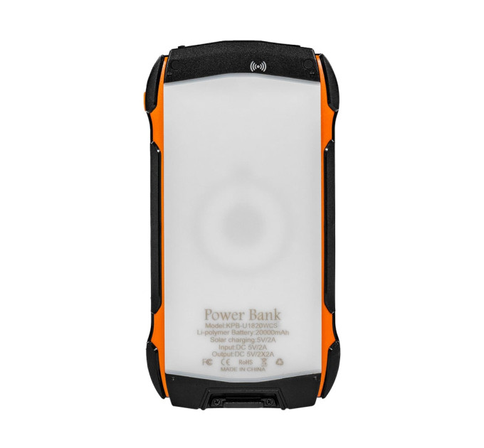 Повербанк з сонячною панеллю 20000mAh Power Bank Kraft KPB-U1820WCS Orange бездротова зарядка