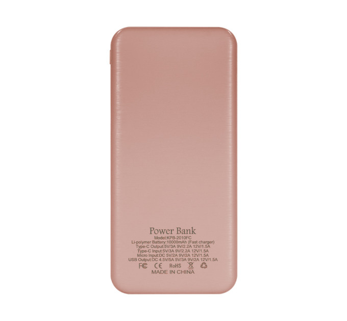 Повербанк 10000mAh Power Bank Kraft KPB-2010FC Pink 22.5W QC3.0