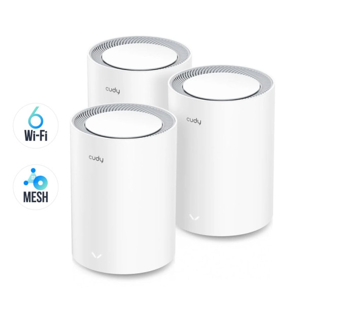 Маршрутизатор WiFi Mesh-система WiFi 6 Cudy M1800 (3-Pack) 3 штуки дводіапазонні гігабітні AX1800
