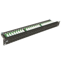 Патч-панель Merlion 48 портов UTP DUAL кат 5Е 19" 1U неэкранированная черная Q10 Патч-панель Merlion 48 портов UTP DUAL кат 5Е 19" 1U неэкранированная черная Q10