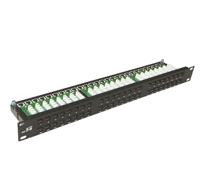 Патч-панель Merlion 48 портов UTP DUAL кат 5Е 19" 1U неэкранированная черная Q10 Патч-панель Merlion 48 портов UTP DUAL кат 5Е 19" 1U неэкранированная черная Q10