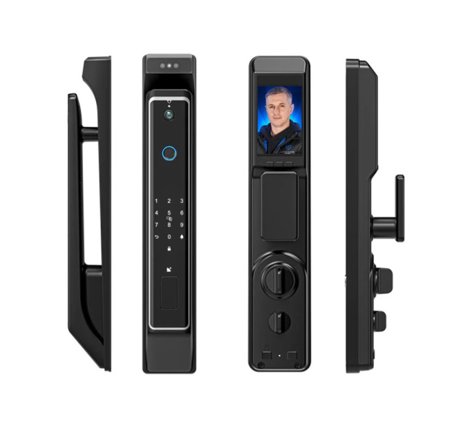 Замок біометричний автономний Trinix TRL-8801BTV Black з Bluetooth, розпізнаванням облич, зчитувачем відбитків пальців і карт Mifare