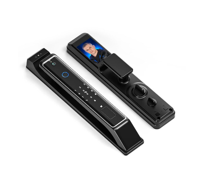 Замок біометричний автономний Trinix TRL-8801BTV Black з Bluetooth, розпізнаванням облич, зчитувачем відбитків пальців і карт Mifare