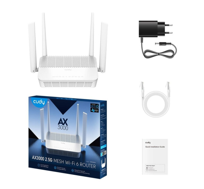 WiFi 6 Mesh-маршрутизатор 2.5G Cudy WR3000H дводіапазонний AX3000